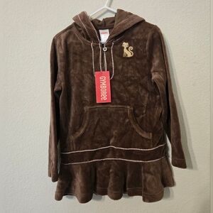 Brown Hoodie with Embroidered Cat